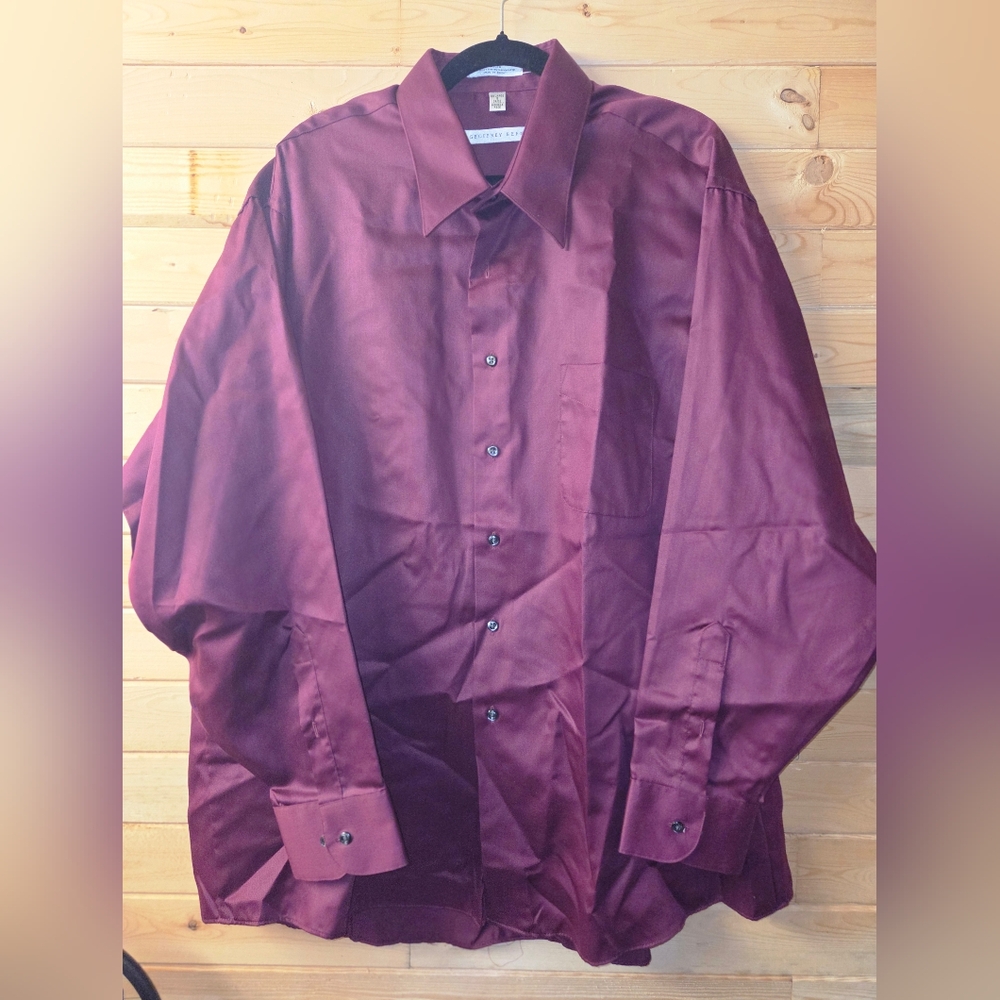 NWOT Geoffrey Beene Rich Maroon Dress Long Sleeve Wrinkle Free Size XXL 18 34/35